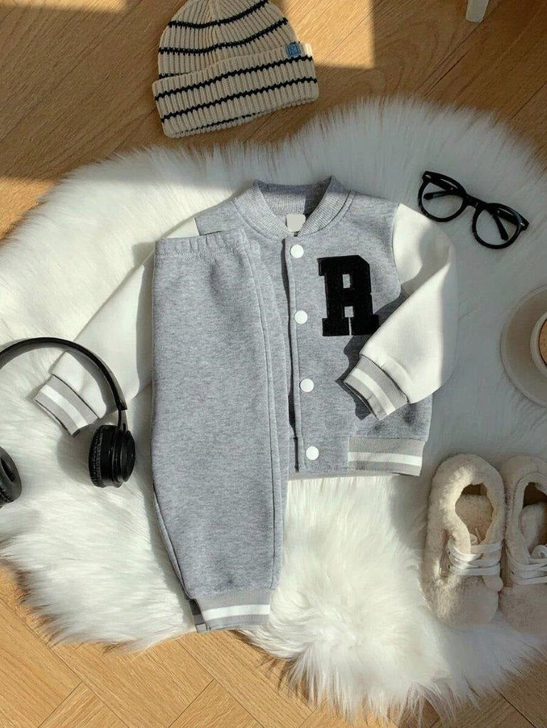 Baby Varsity Jacket And Pants Set Grey