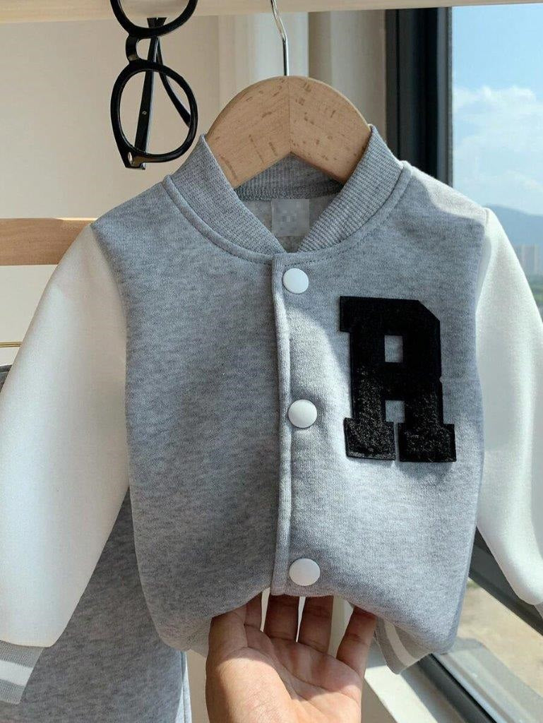 Baby Varsity Jacket And Pants Set Grey