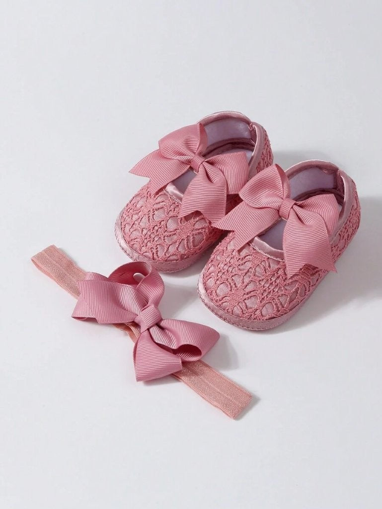 Baby Soft Cute Bow Flats With Headband