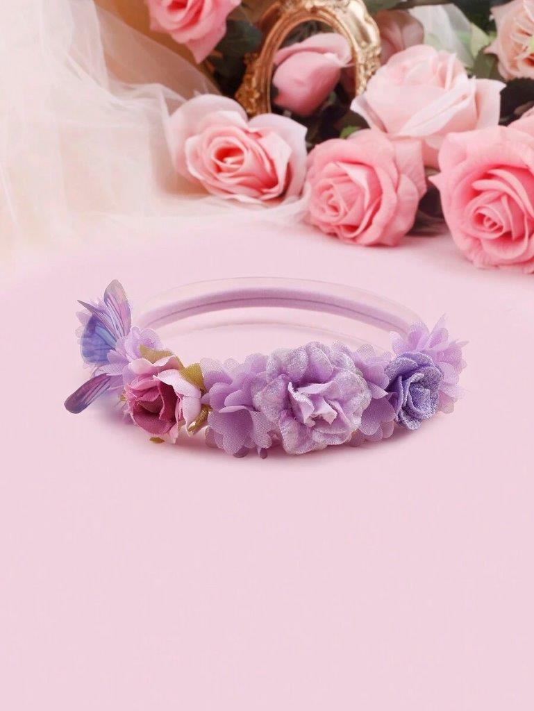 Baby 3 Piece Butterfly Rose Headband Set Lilac