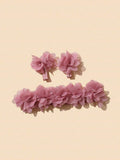 Baby Flower Headband With Clips Set Pink Purple