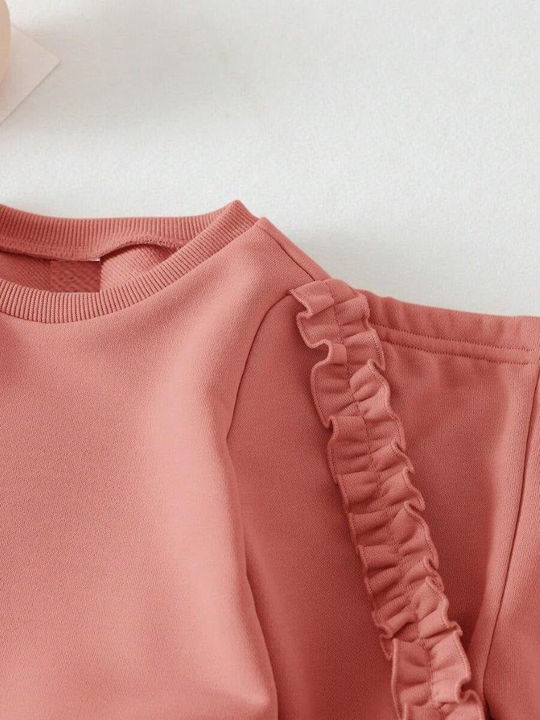 Baby Ruffle Trim Sleeve Pullover And Pants Set