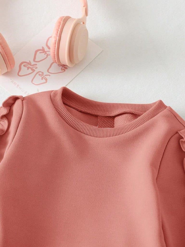Baby Ruffle Trim Sleeve Pullover And Pants Set