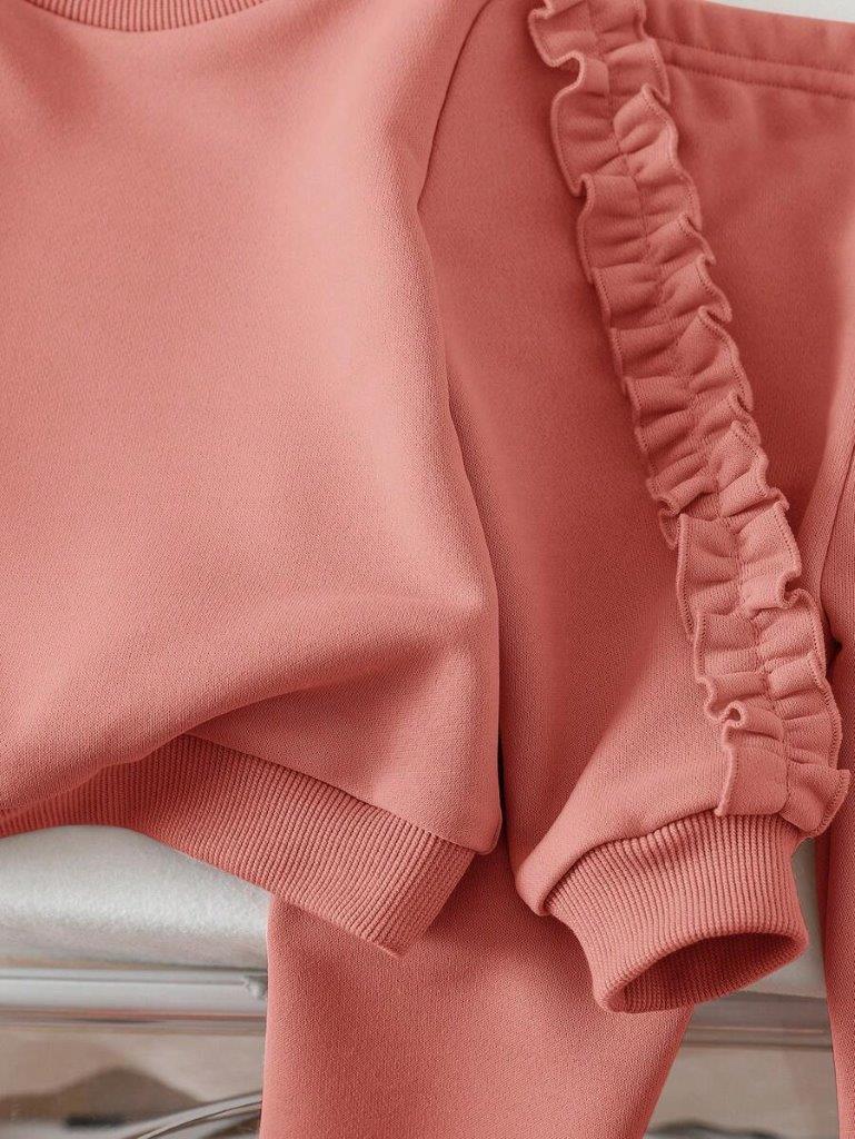 Baby Ruffle Trim Sleeve Pullover And Pants Set