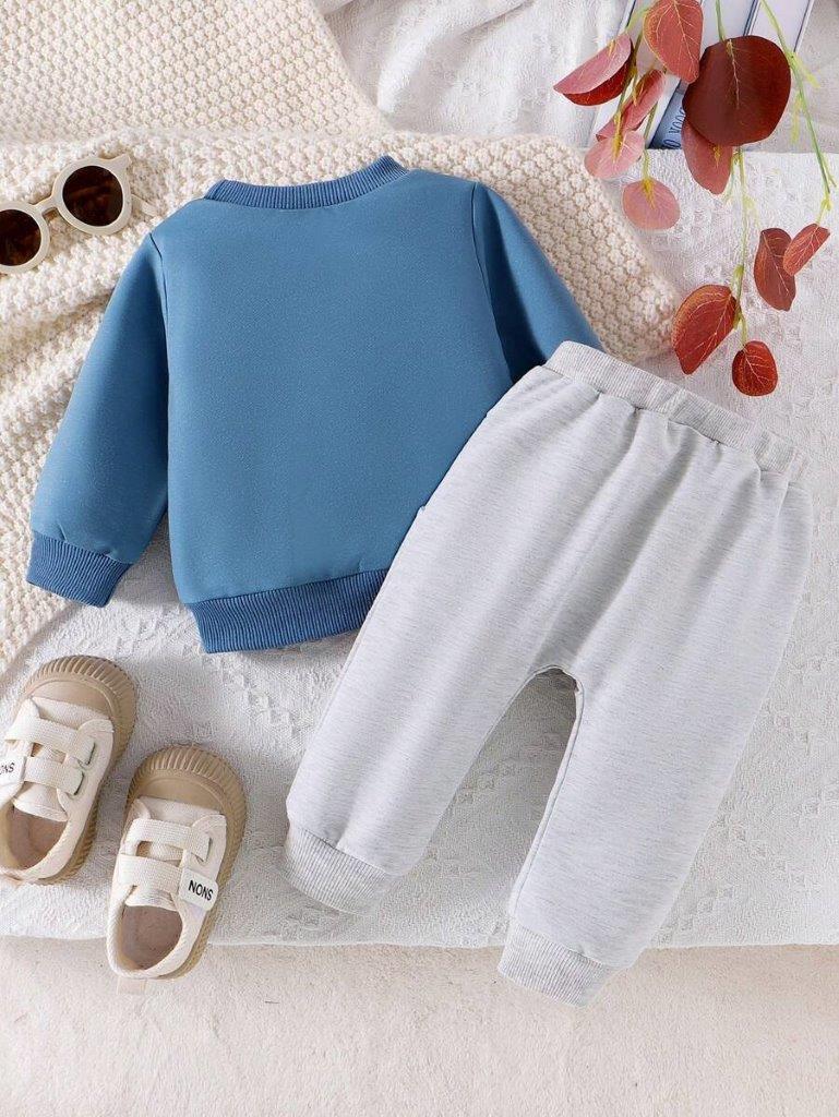 Baby Little Brother Blue Pullover And Pants Set