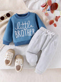 Baby Little Brother Blue Pullover And Pants Set