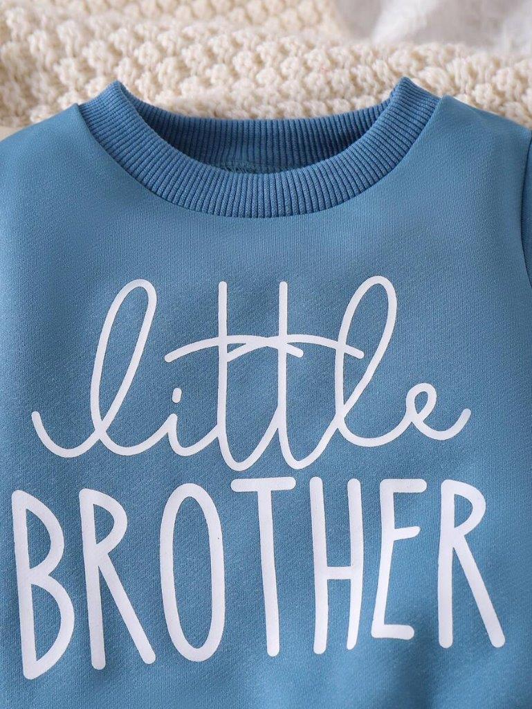 Baby Little Brother Blue Pullover And Pants Set