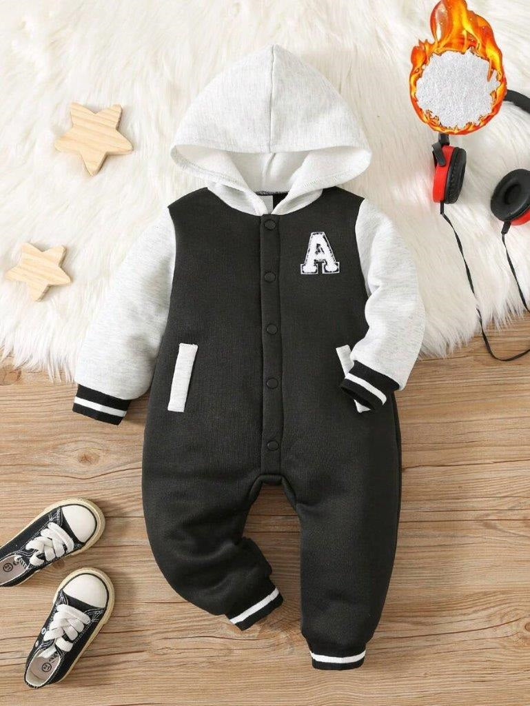 Baby Varsity Letter Hooded Jumpsuit