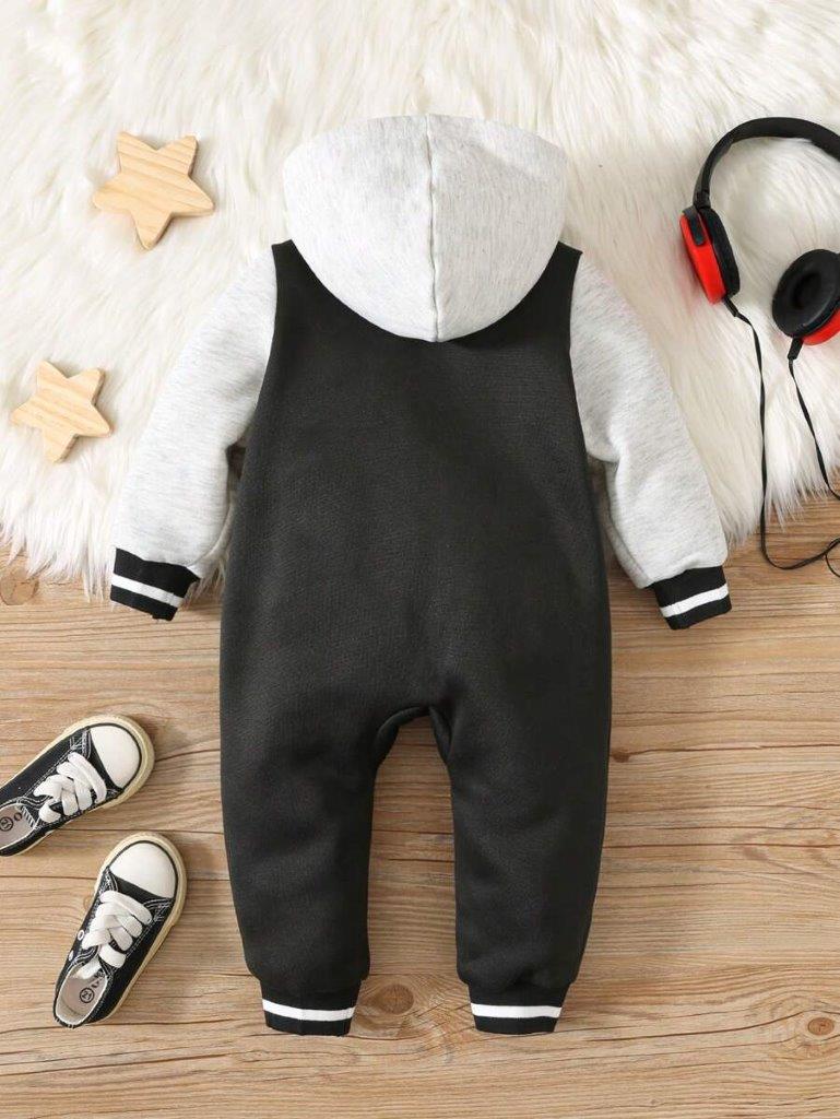 Baby Varsity Letter Hooded Jumpsuit