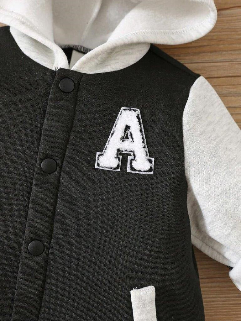 Baby Varsity Letter Hooded Jumpsuit