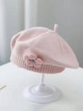 Baby Girls Flower Knitted Beret Pink
