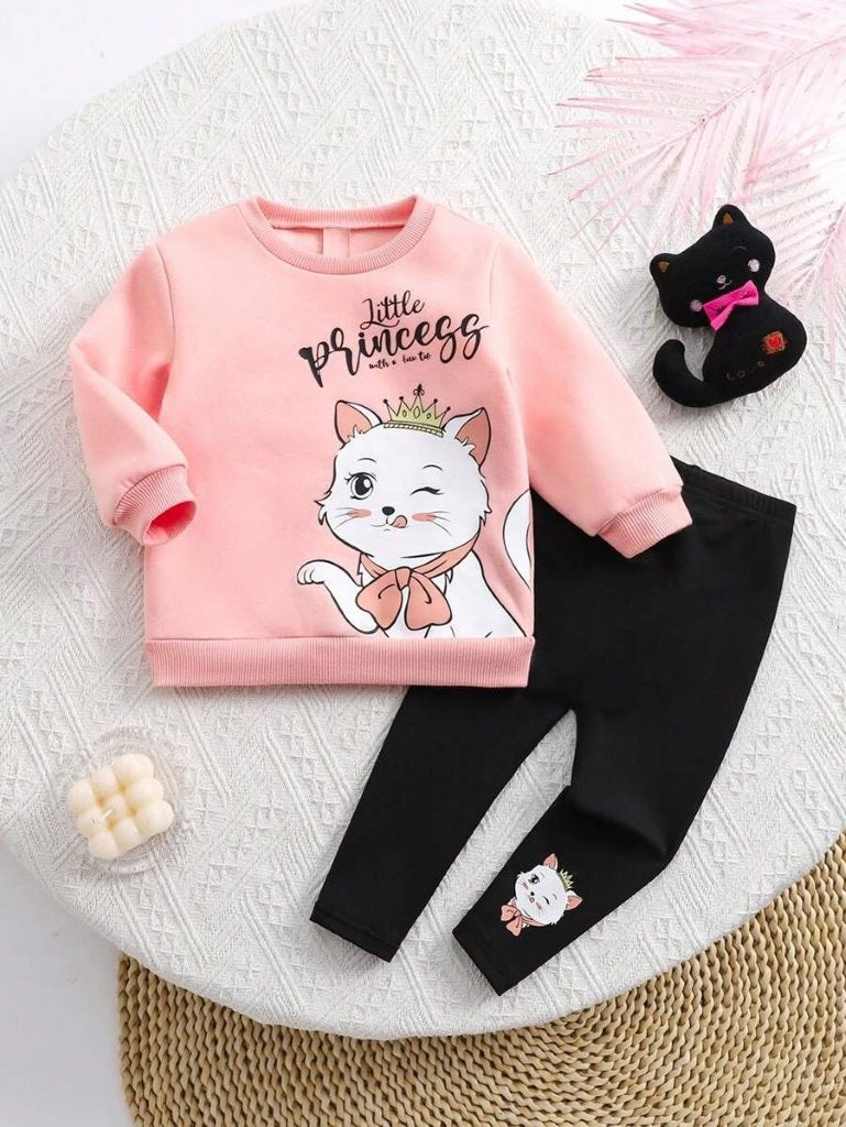 Baby Little Princess Kitty Pullover And Pants Set