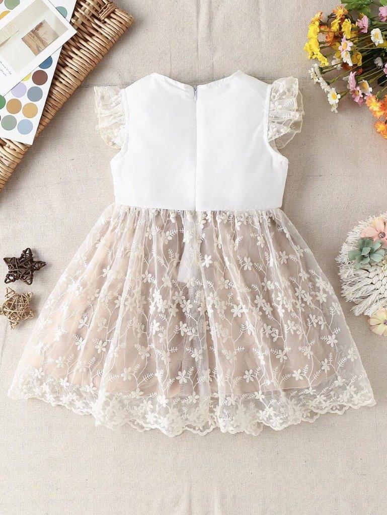 Baby Ruffle Sleeve Lace Flared Dress