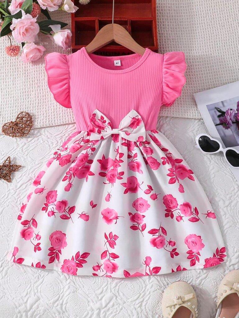 Toddler Girls Dusty Pink Flower Dress