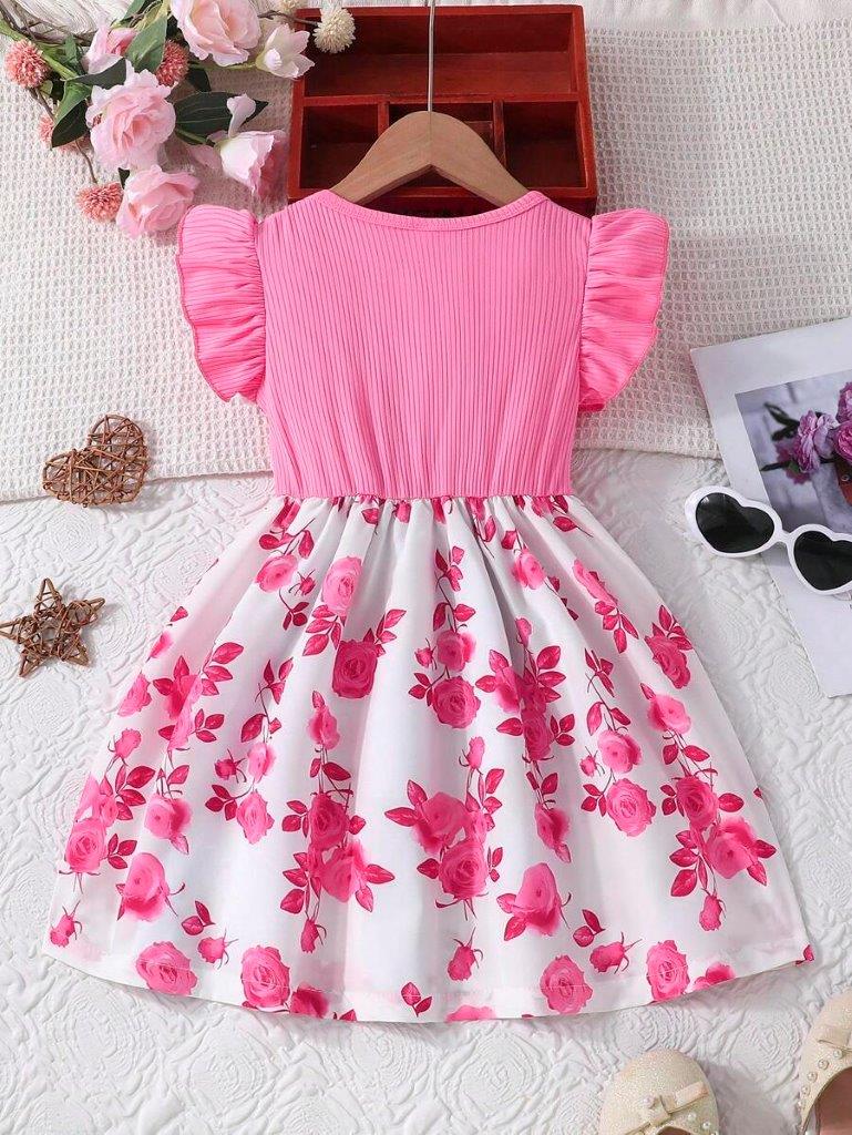 Toddler Girls Dusty Pink Flower Dress