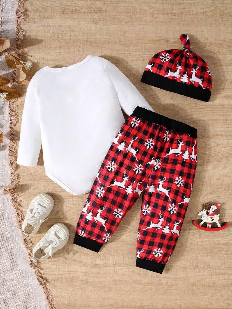 Baby Christmas Bow Tie Bodysuit 3 Piece Set