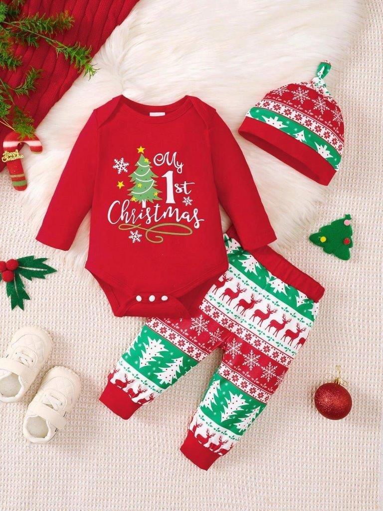 Baby Christmas 3 Piece Set Red