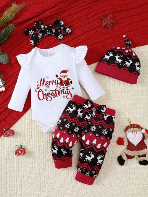 Baby 4 Piece Christmas Bodysuit Outfit