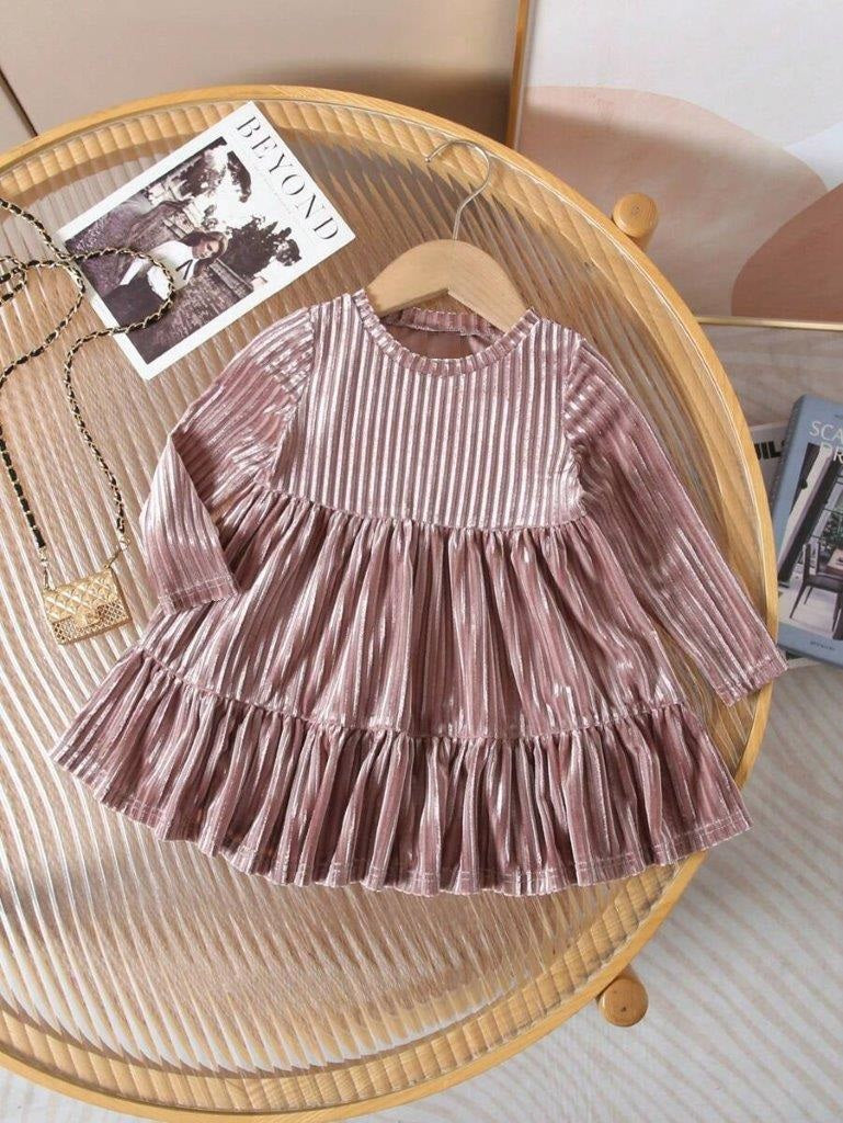 Baby Velvet Stripe Pattern Dress