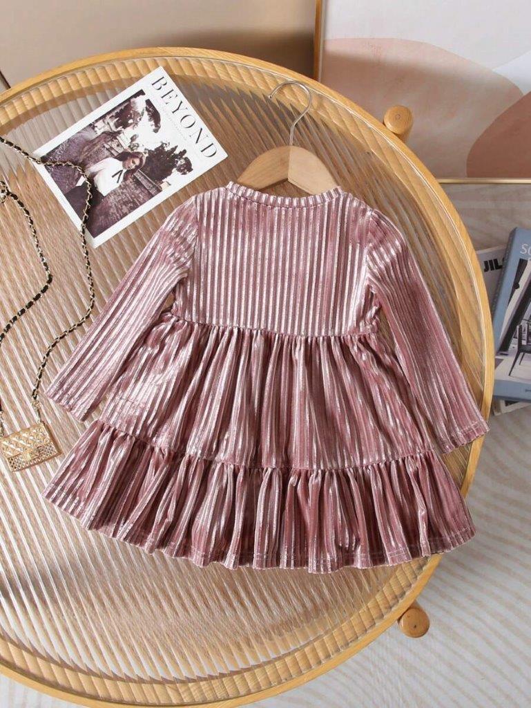 Baby Velvet Stripe Pattern Dress
