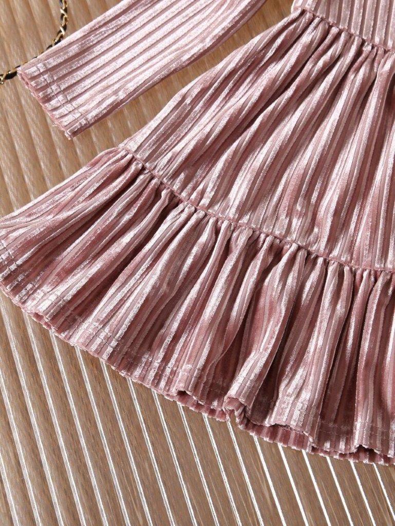 Baby Velvet Stripe Pattern Dress
