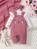 Baby Kitty Embroidered Jumpsuit And Floral Bodysuit Outfit