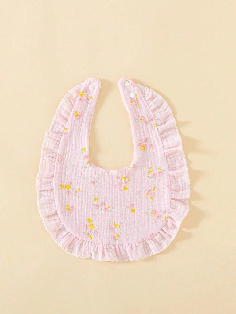 100% Cotton Stylish Ruffle Trim Bibs 3 Piece