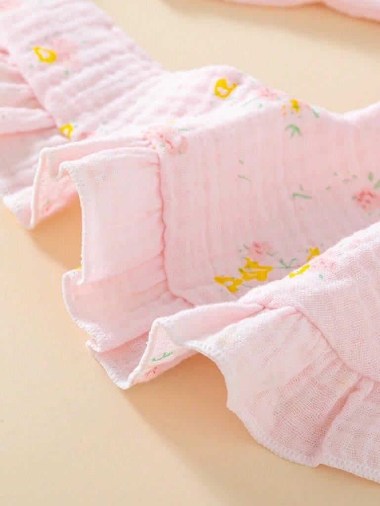 100% Cotton Stylish Ruffle Trim Bibs 3 Piece