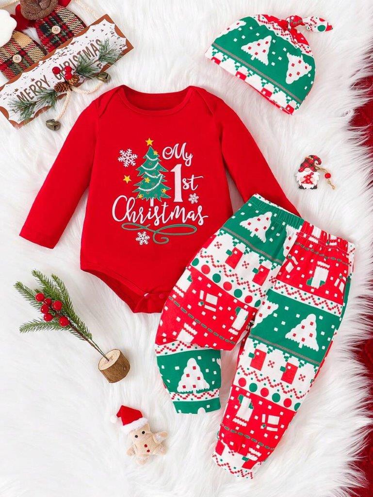 Baby 3 Piece Christmas Bodysuit Outfit