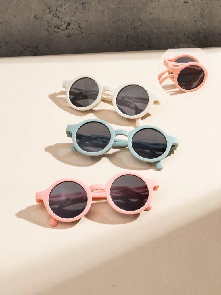Kids 3 Piece Unisex Foldable Sunglasses Pink