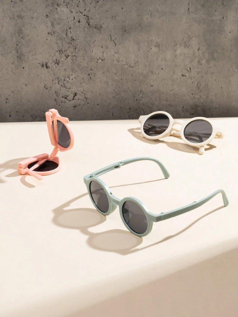 Kids 3 Piece Unisex Foldable Sunglasses Pink