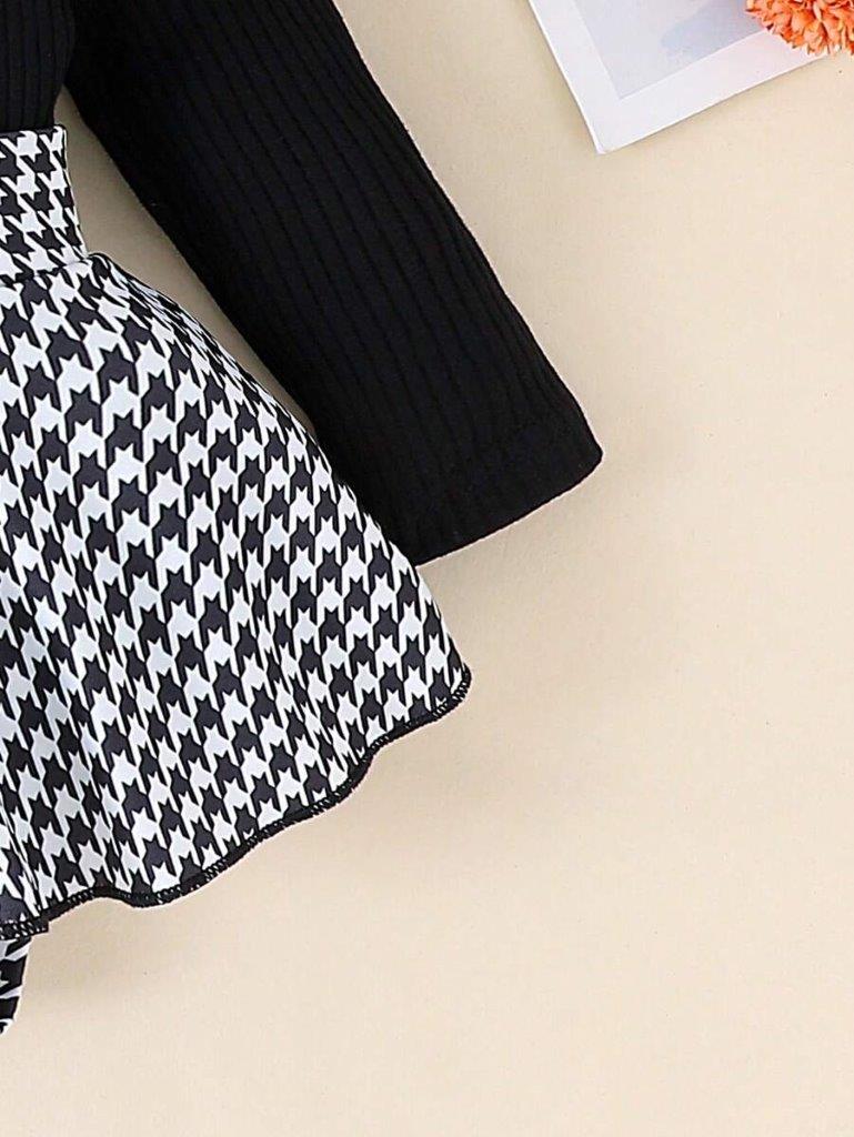 Baby 3 Piece Black And White Bodysuit Dress Set