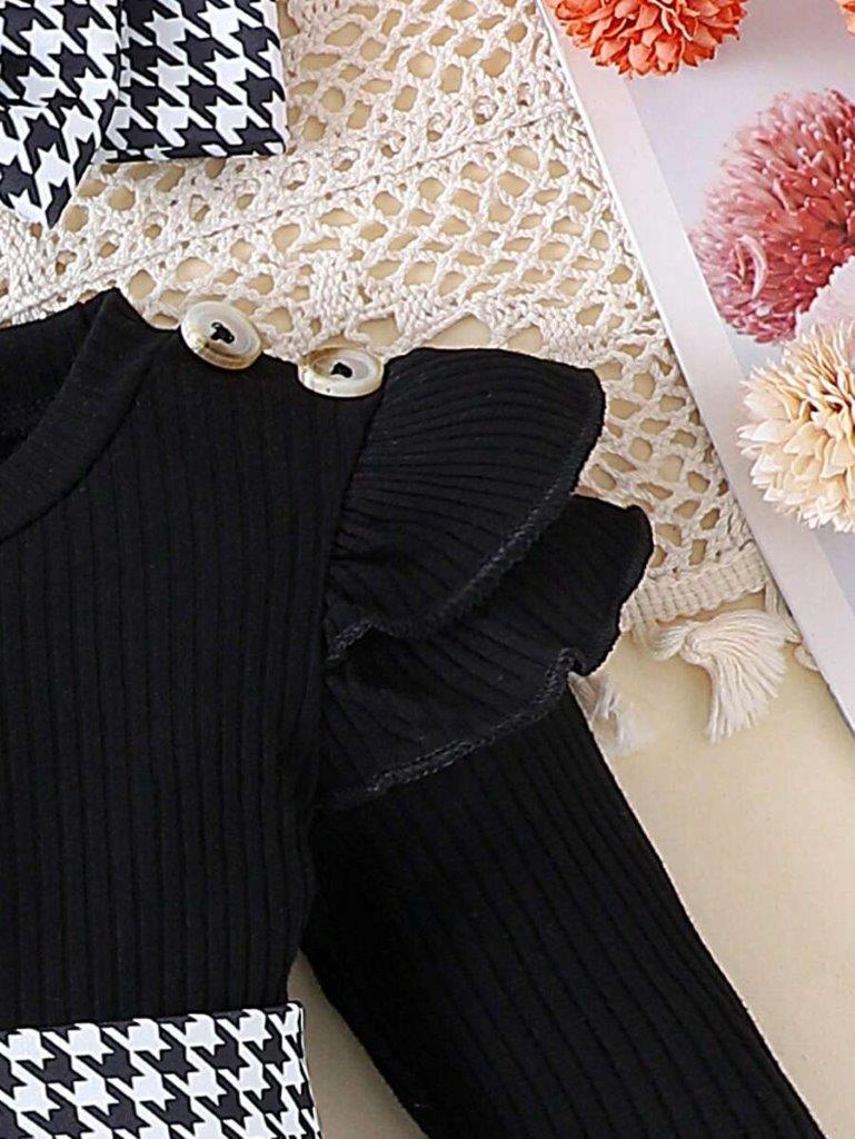 Baby 3 Piece Black And White Bodysuit Dress Set