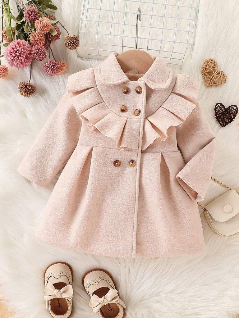 Baby Frilled Pattern Button Coat
