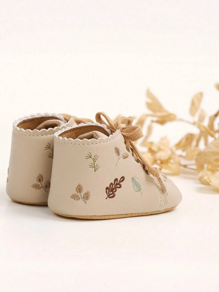 Baby Mary Jane Floral Pattern Leather Ankle Shoes