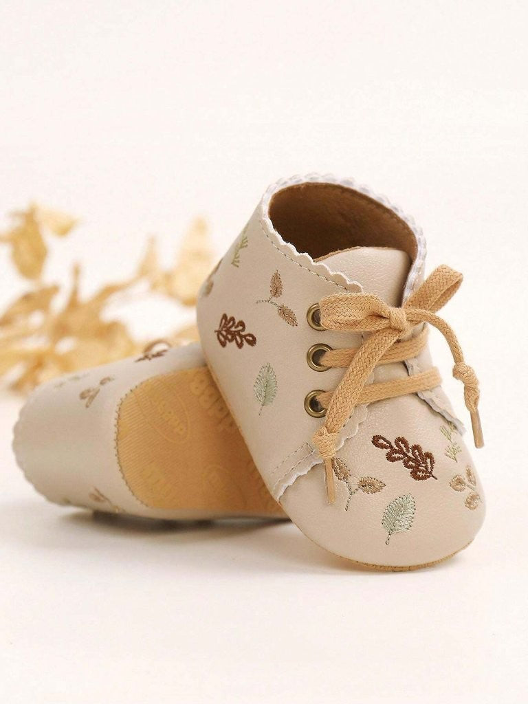 Baby Mary Jane Floral Pattern Leather Ankle Shoes