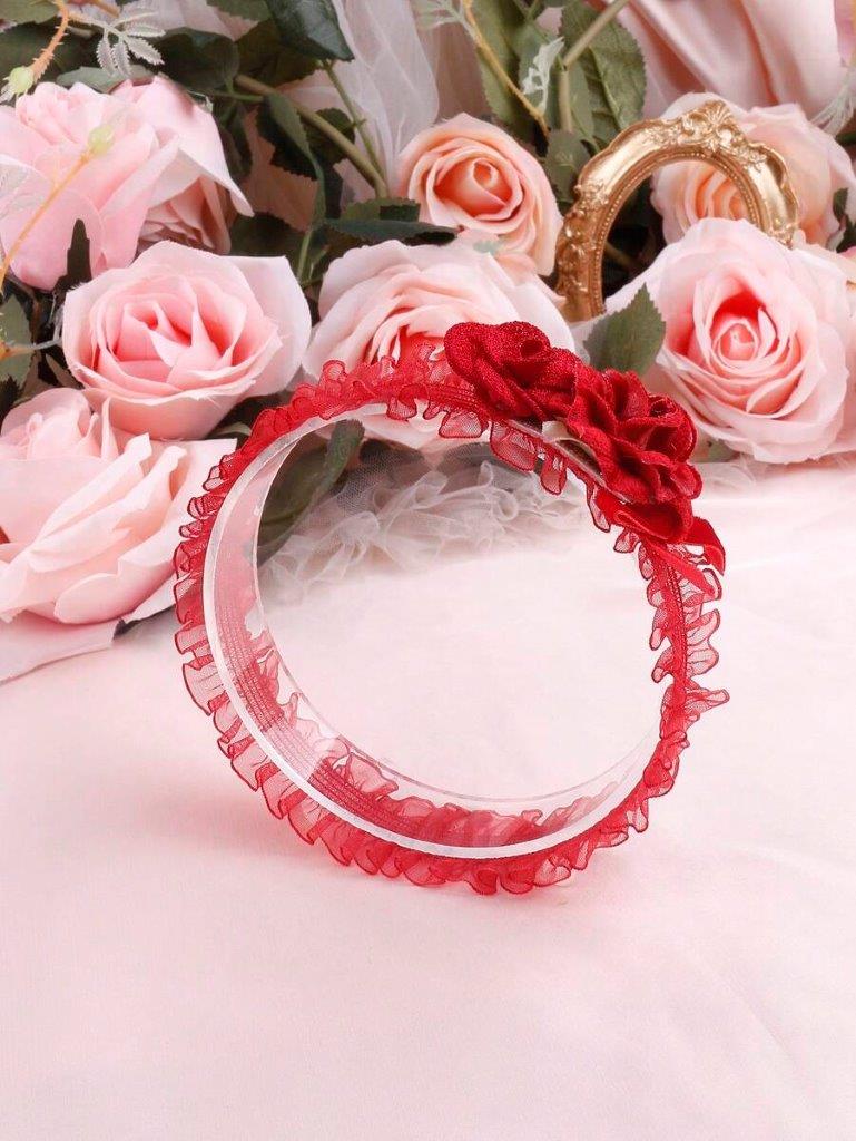 Baby 3 Piece Burgundy Rose Headband Set