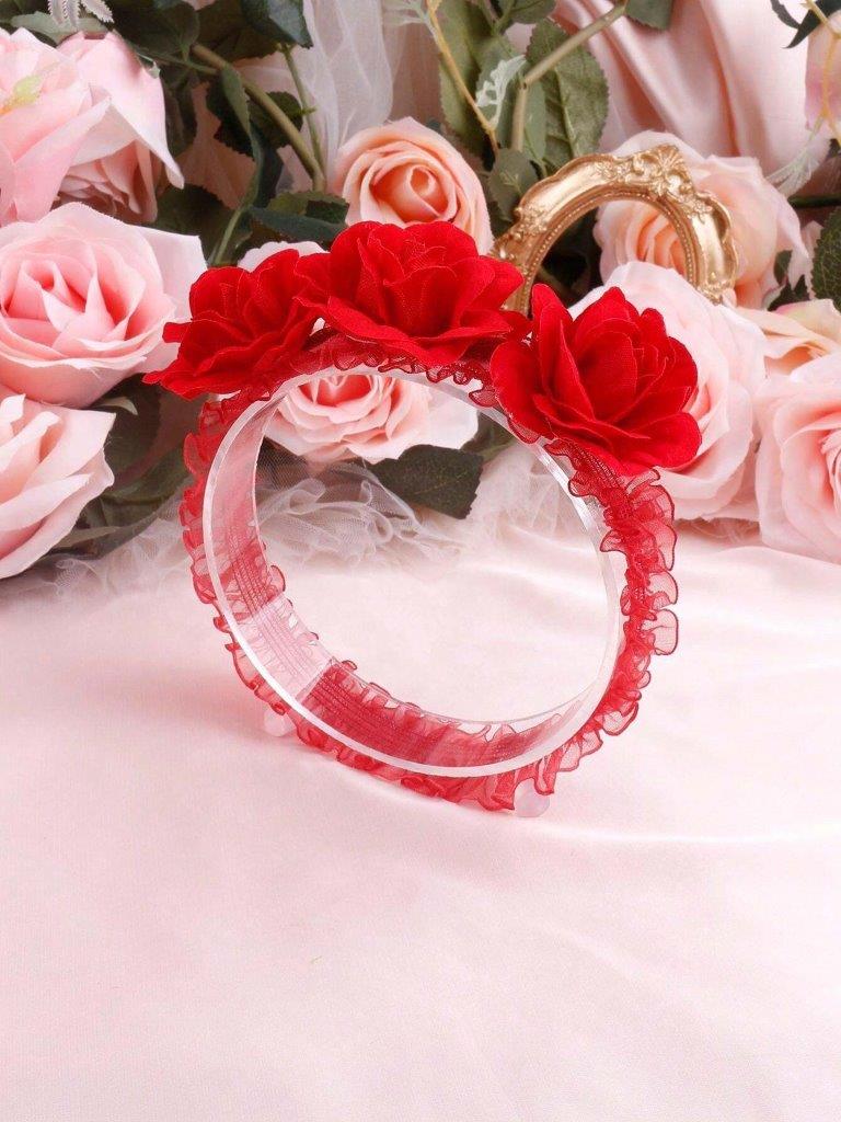 Baby 3 Piece Burgundy Rose Headband Set