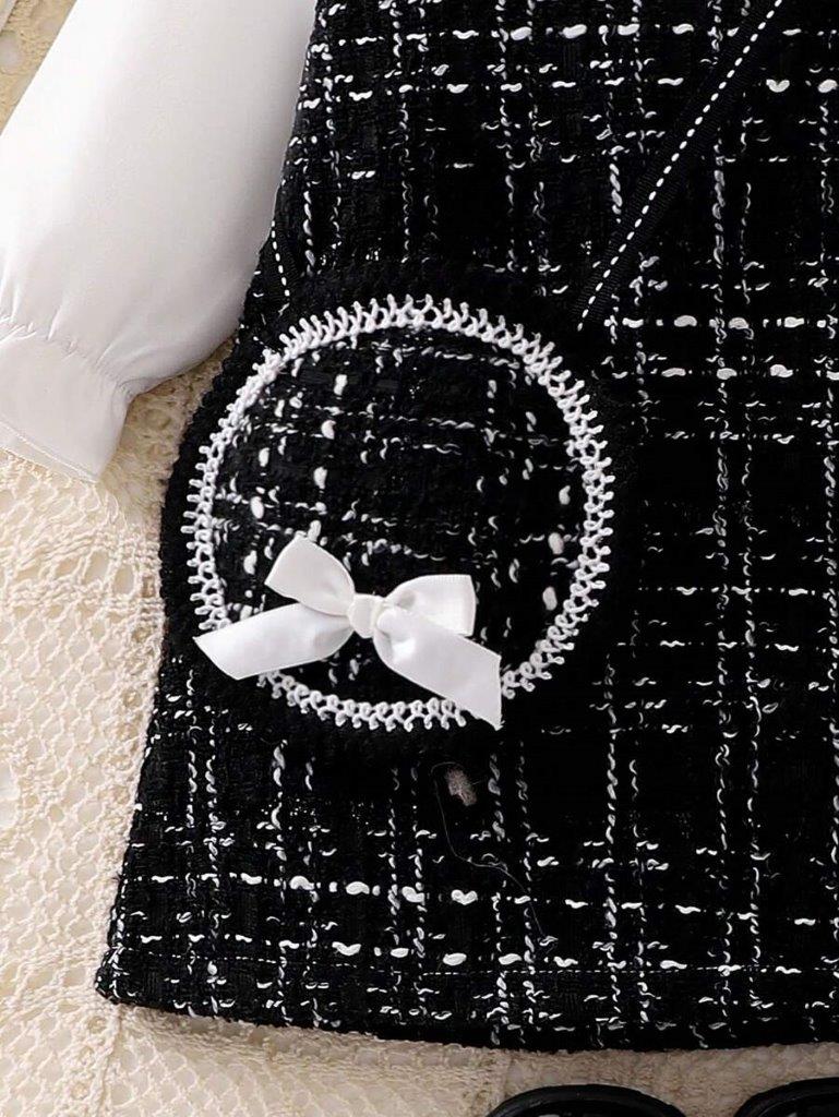 Baby Elegant Black Button Dress With Bag