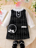 Baby Elegant Black Button Dress With Bag
