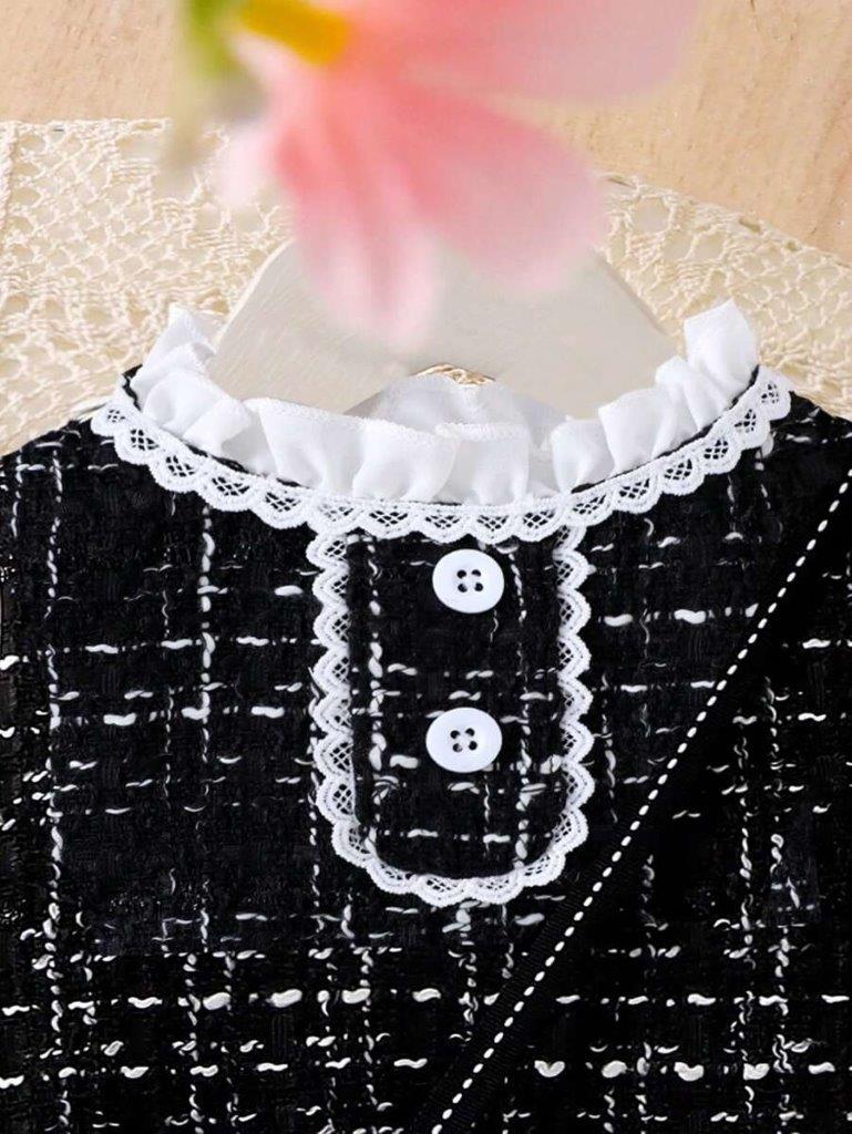 Baby Elegant Black Button Dress With Bag