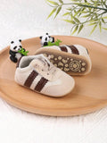 Baby Boy Double Stripe Lace Up Sneakers Coffee Brown