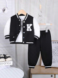 Baby Varsity Jacket And Pants Set Black