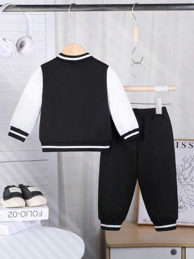 Baby Varsity Jacket And Pants Set Black