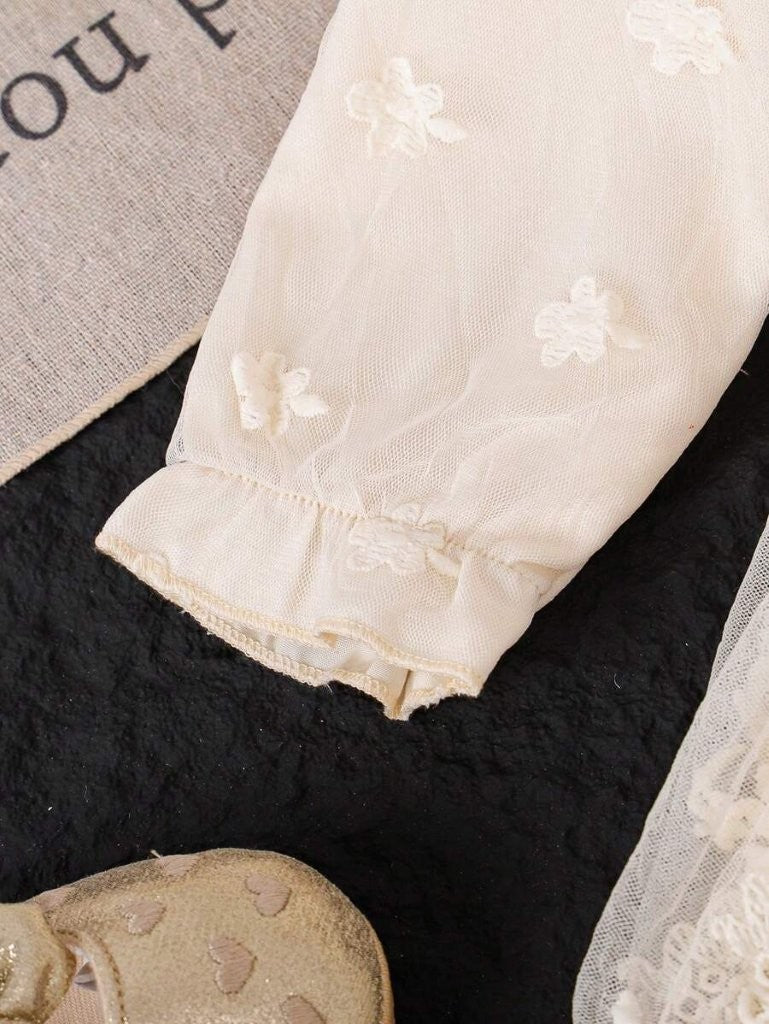 Baby Lace Mesh Princess Dress Beige