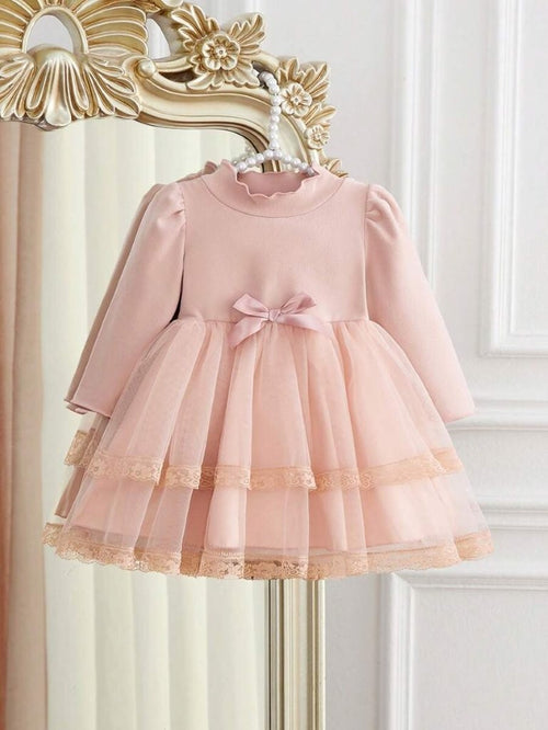 Baby 2 Layered Lace Trim Tulle Dress