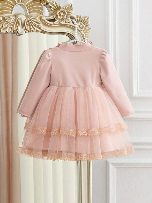 Baby 2 Layered Lace Trim Tulle Dress