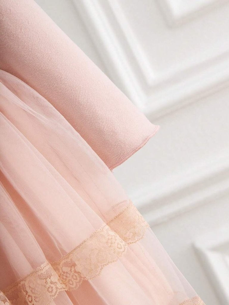Baby 2 Layered Lace Trim Tulle Dress
