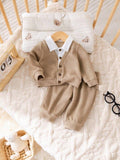Baby 2 In 1 Button Collar Pullover And Pants Set