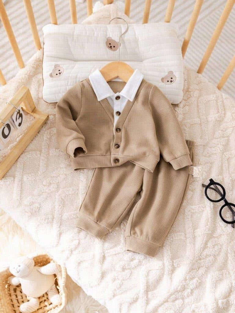 Baby 2 In 1 Button Collar Pullover And Pants Set